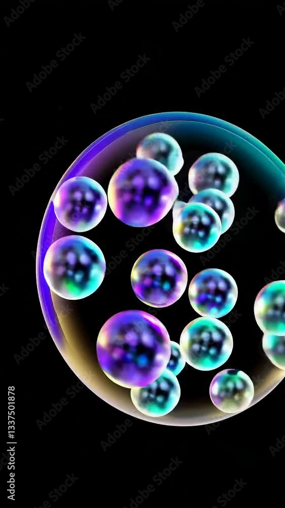 Aufkleber dynamic metallic spheres display iridescent movement in abstract formation