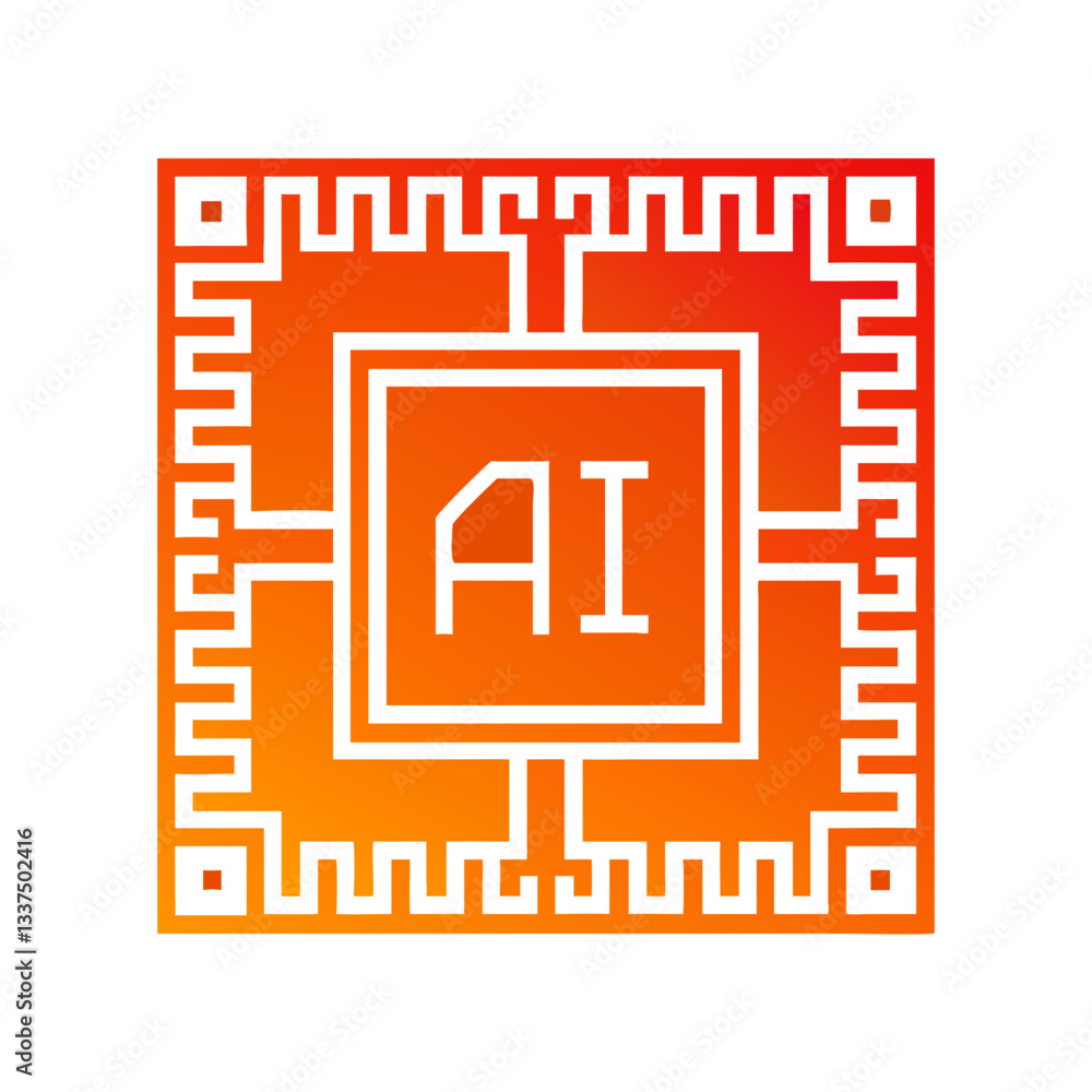 Poster ai icon design in geometric style with gradient colors