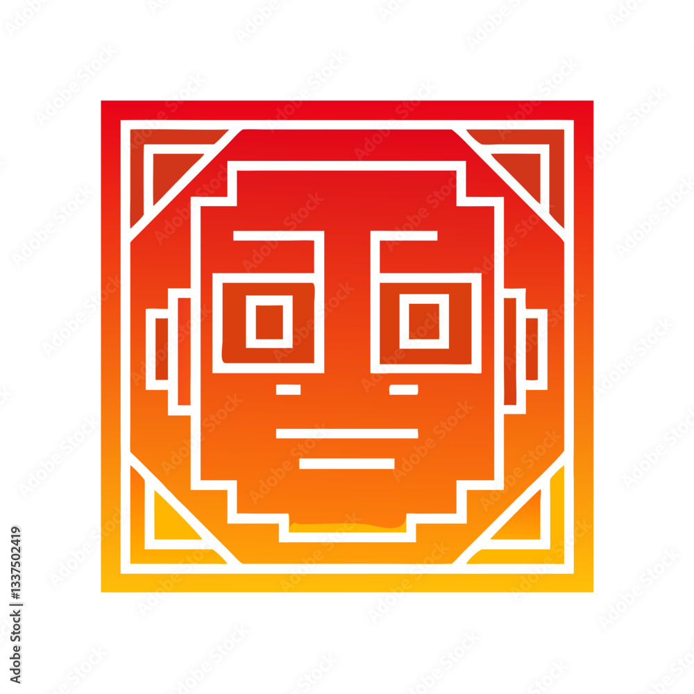 Poster abstract icon of a stylized face in gradient colors