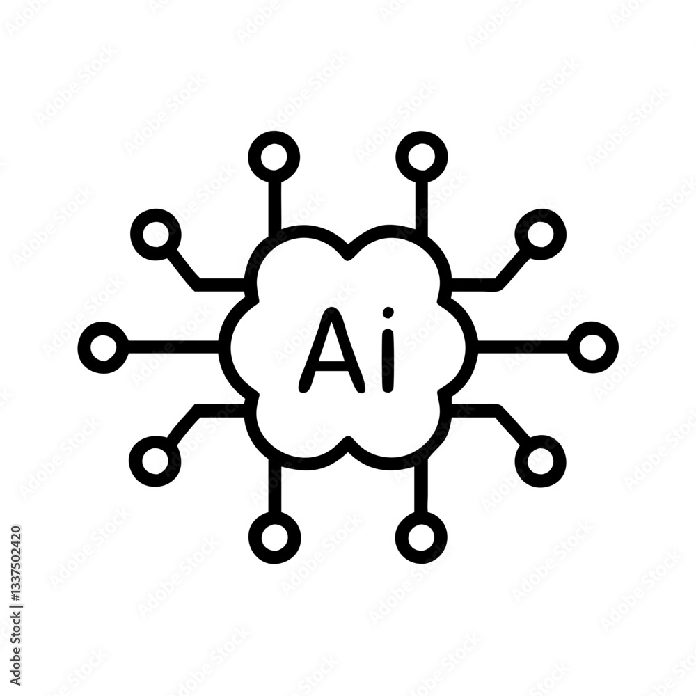 Poster ai brain icon representing artificial intelligence technology