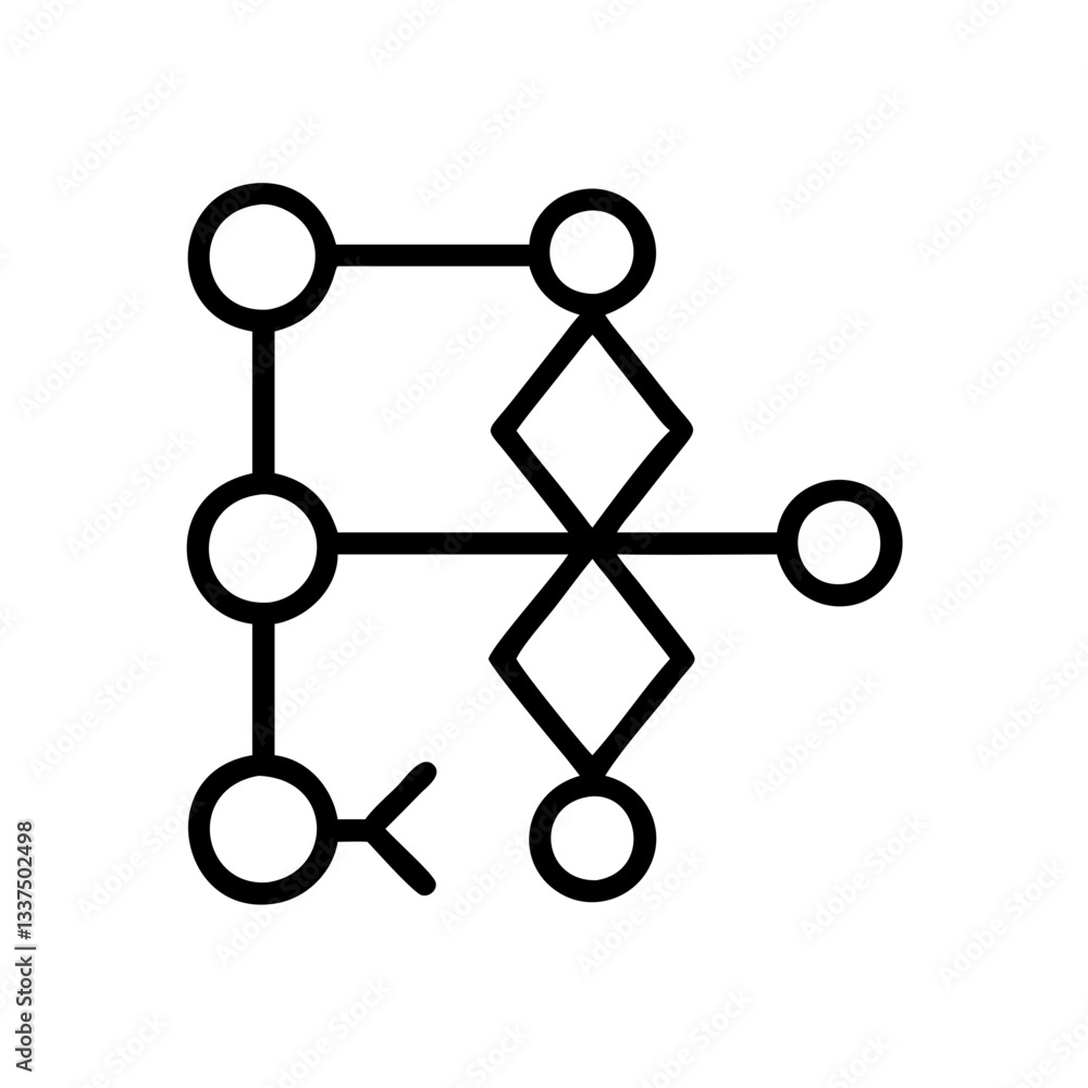 Poster abstract icon of a flowchart with circles and diamonds