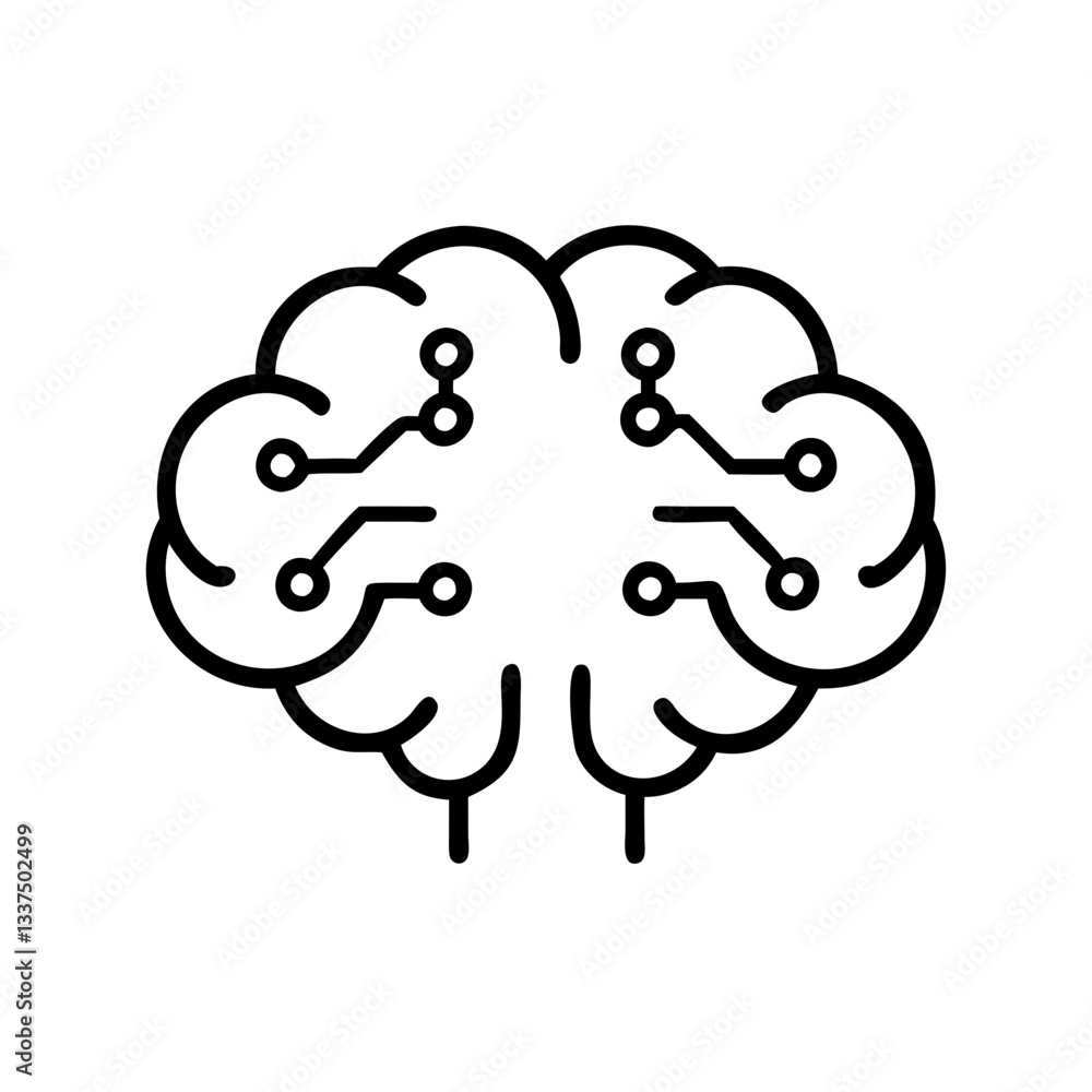 Poster brain icon with circuit design for technology and innovation