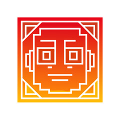 Abstract icon of a stylized face in gradient colors  