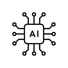 AI microchip icon with lines connecting in minimalist style  