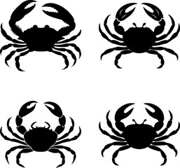 Crab Silhouettes: Crustacean Figures with Claws and Legs