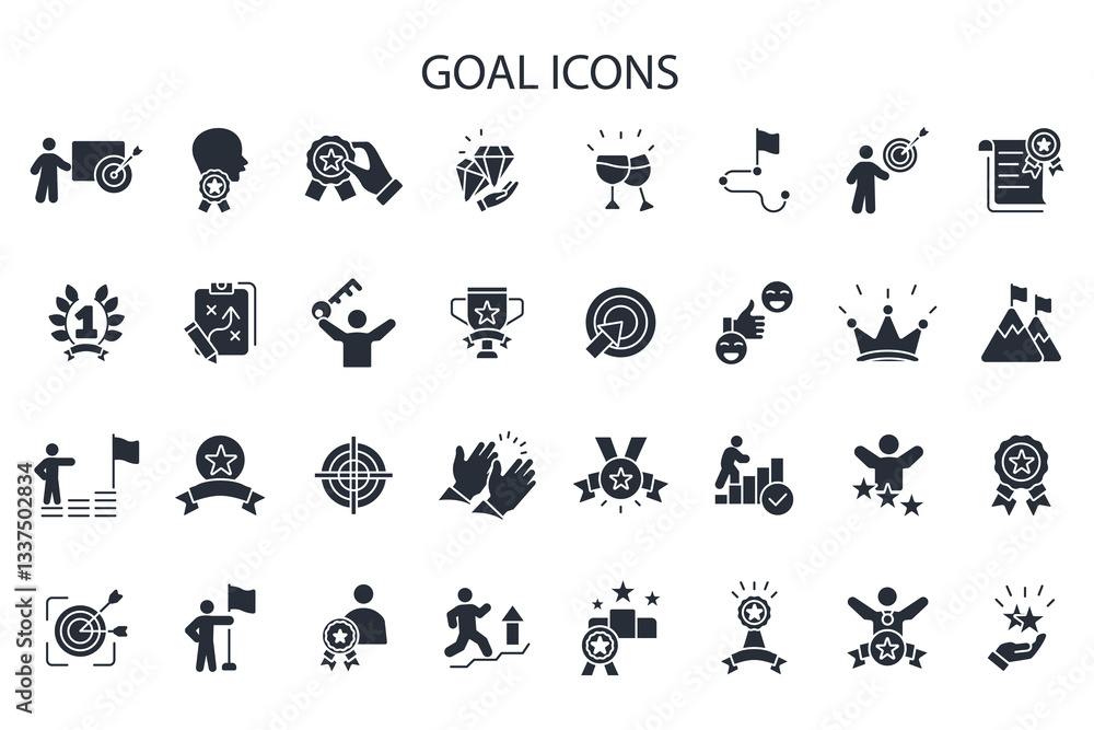 Poster goal icon set.vector.editable stroke.linear style sign for use web design,logo.symbol illustration.