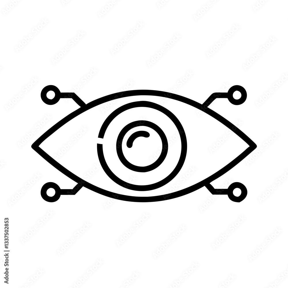 Poster eye icon with circuitry design in minimalist style