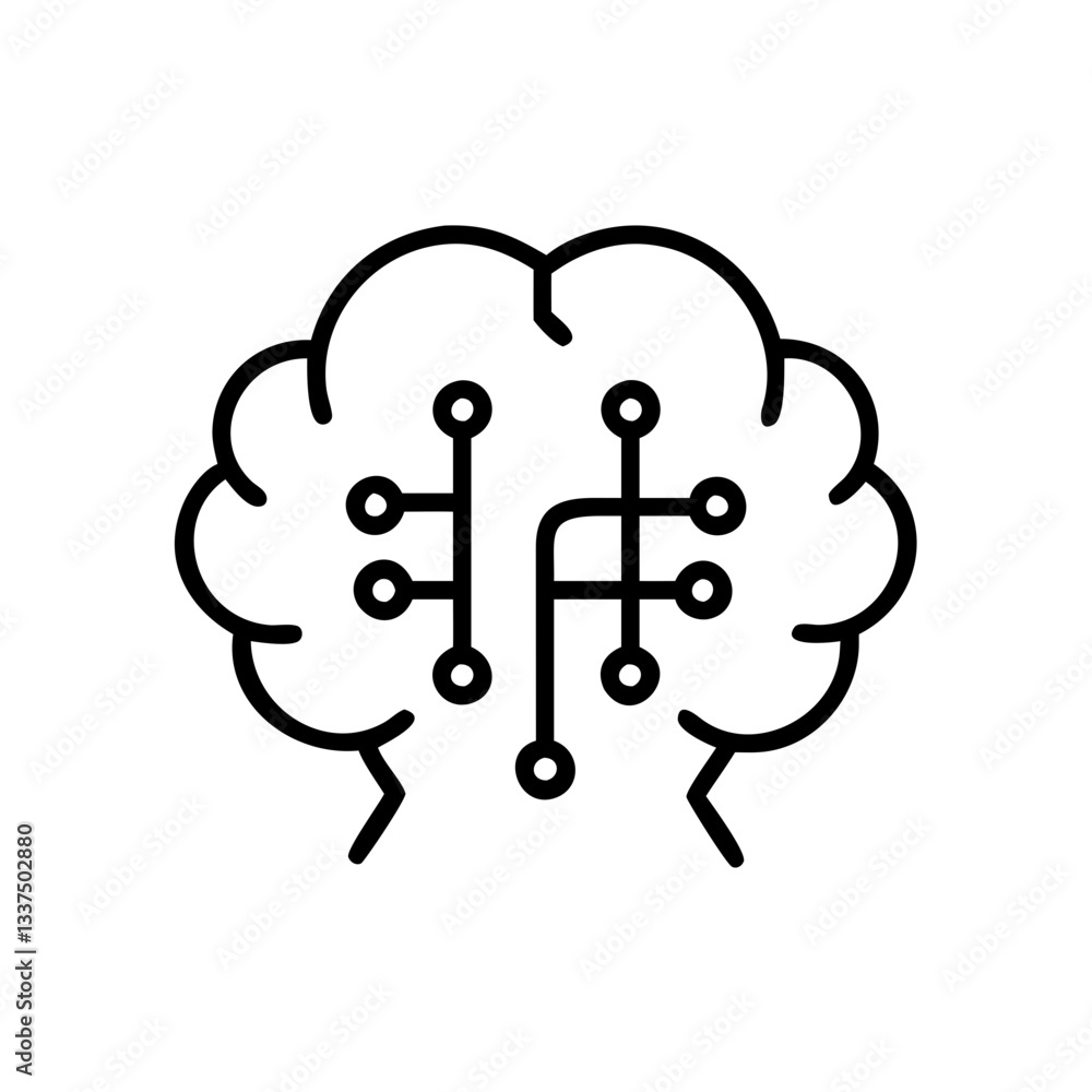 Poster brain with circuit design in minimalist style