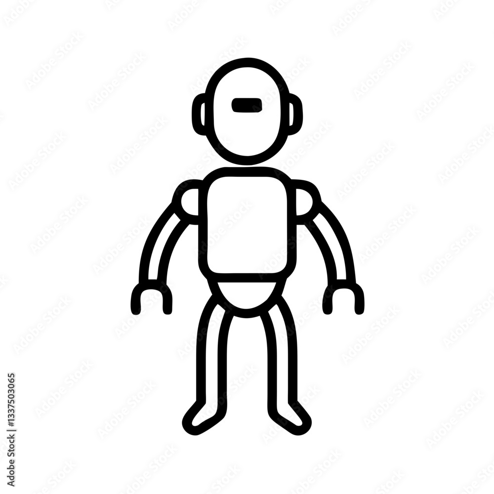 Poster simple line icon of a robot standing against a plain background