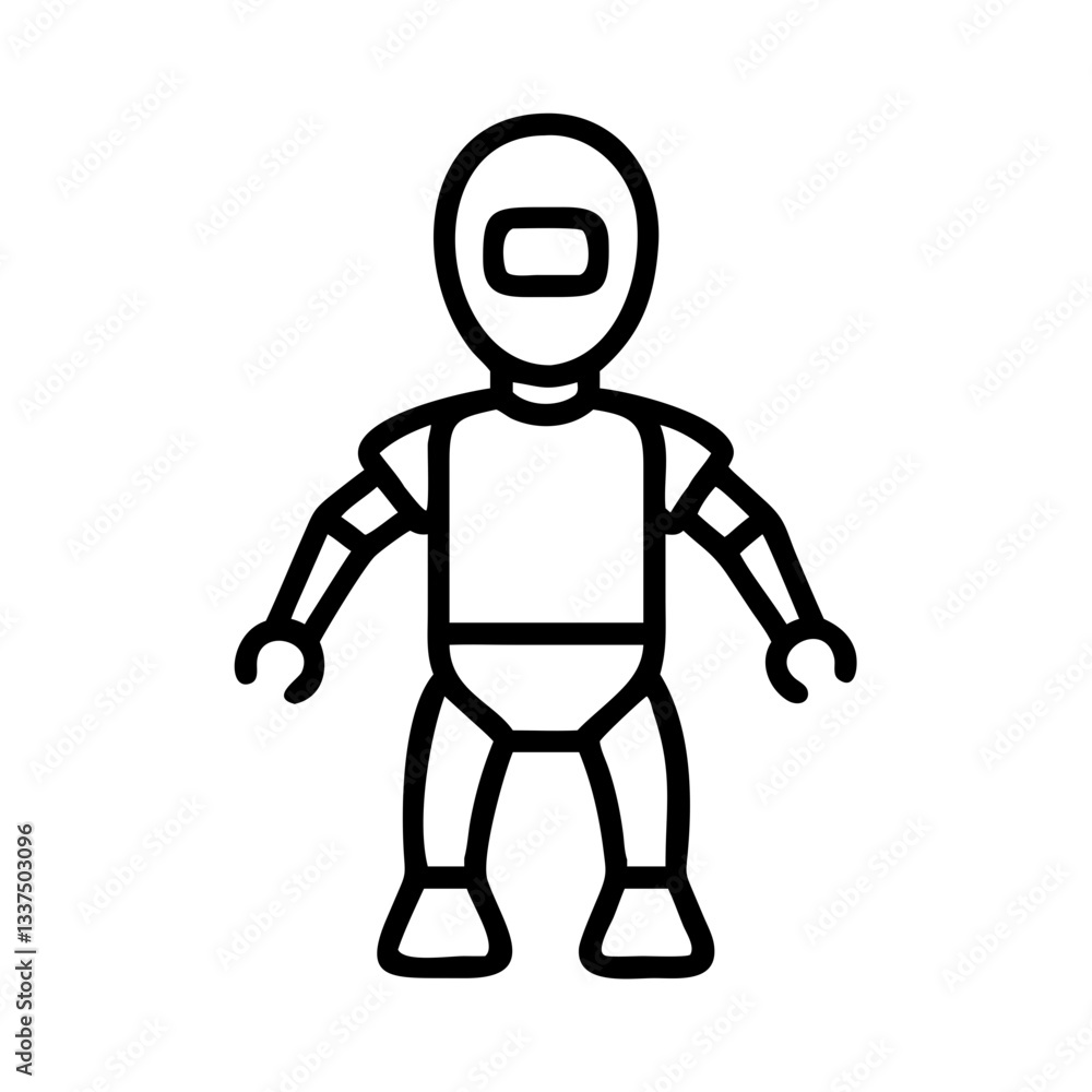 Poster simple robot icon design in black and white style