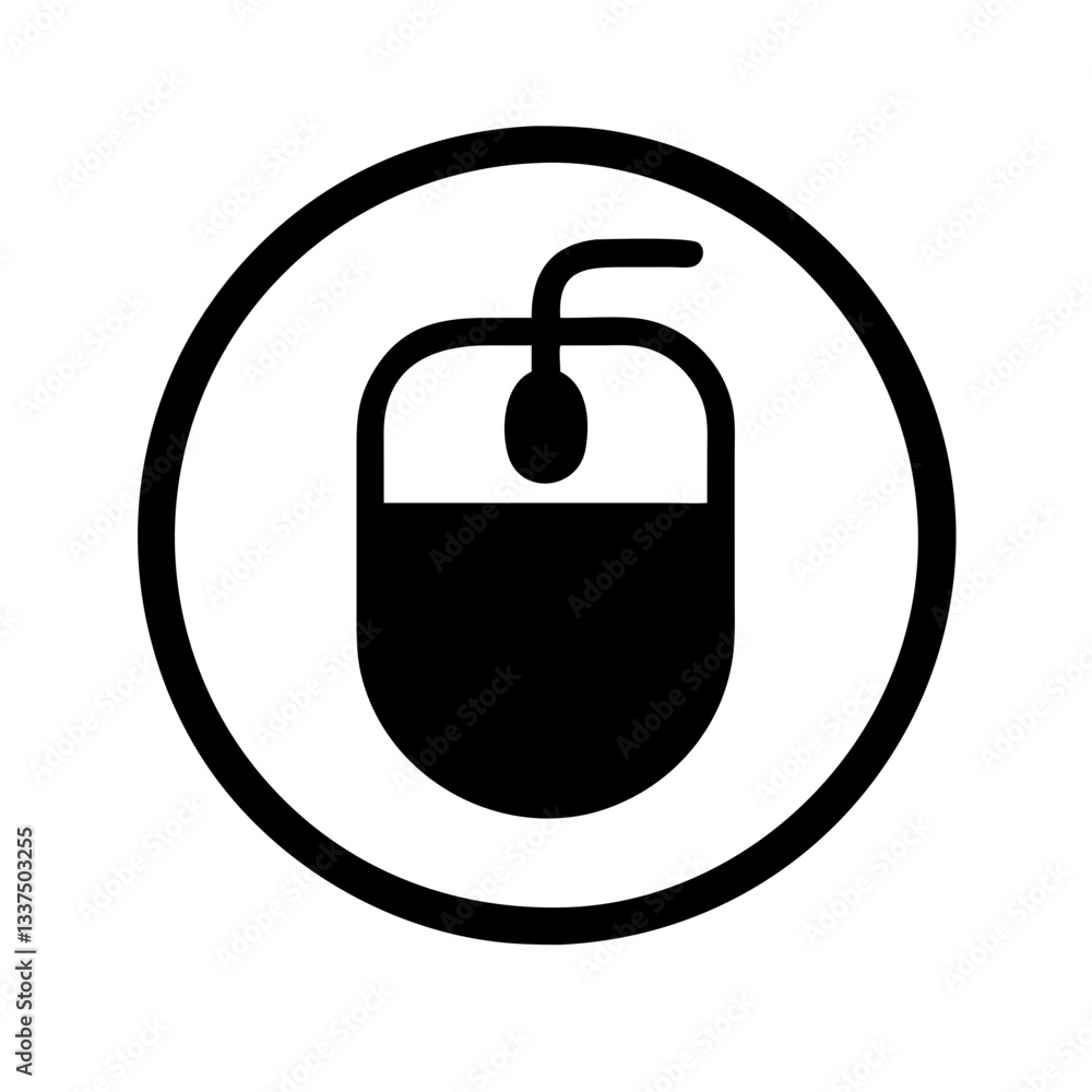 Poster computer mouse icon in black and white design for digital use