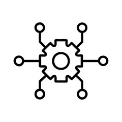 Icon of a gear with connected nodes in a minimalist style  