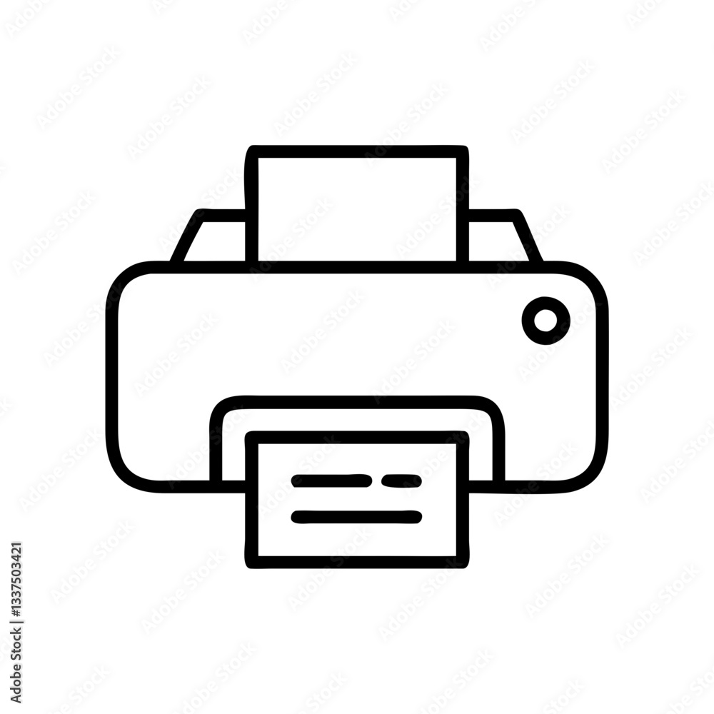 Poster printer icon with document printing in minimalist style
