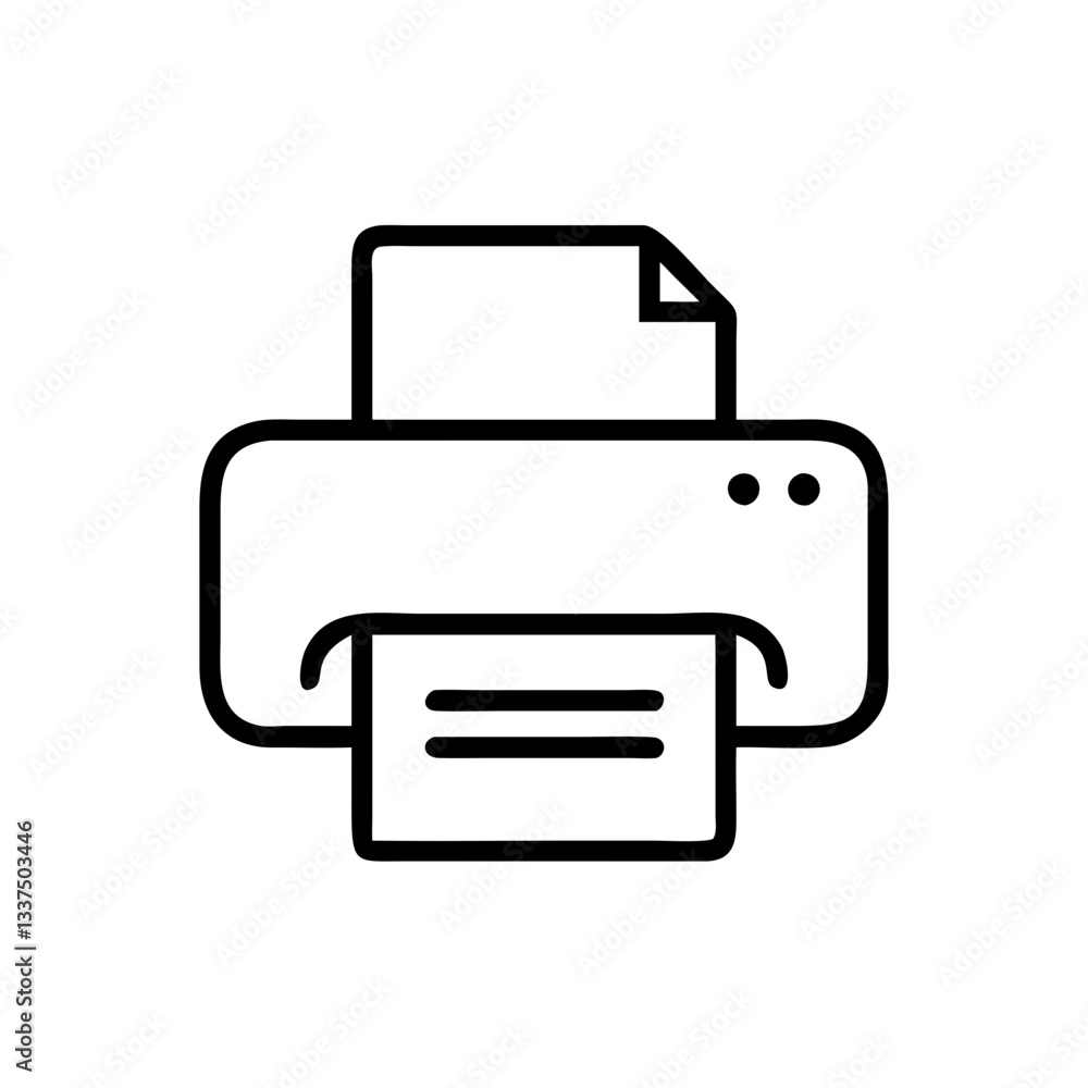 Poster printer icon showing document printing in minimalistic style