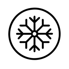 Snowflake Icon in Minimalistic Style Against White Background  