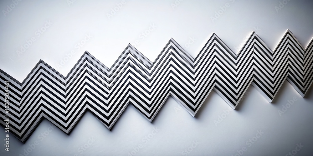 Poster abstract black chaotic zigzag lines pattern design element on white background - modern geometric ar