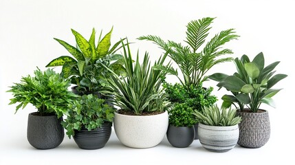 Obraz premium Collection of potted houseplants on white background. (2)
