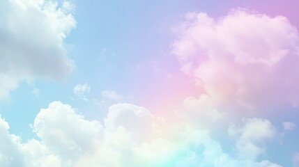 Obraz premium Cloudy sky with soft rainbow hues blending like an ethereal dreamscape