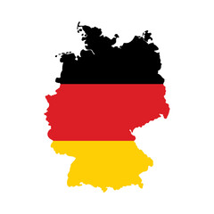 Outline of Germany with national flag colors representing the country's identity and heritage. Vector