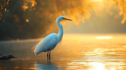 Naklejka premium Majestic Egret at Golden Hour