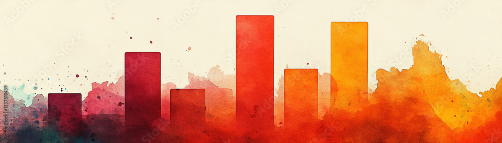 Poster analyzing growth trends in business metrics abstract cityscape digital art vibrant colors aerial vie
