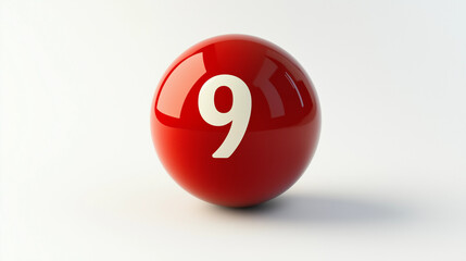 Billiard ball with number 9 on a white background