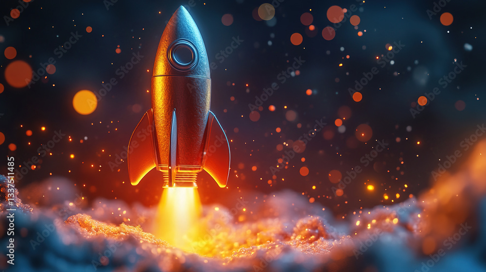 Aufkleber rocket launch event space environment digital art abstract viewpoint exploration concept