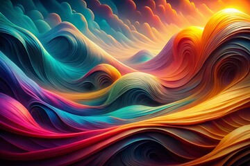 Obraz premium Abstract Colorful Wavy Pattern Background - Surreal Psychedelic Art