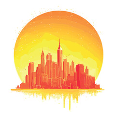 Heatwave Over a City: Intense Sun Causes Global Warming