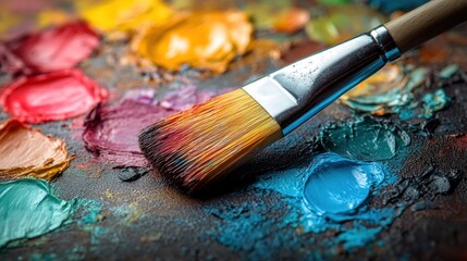 Obraz premium Vibrant Artist's Palette with Paintbrush