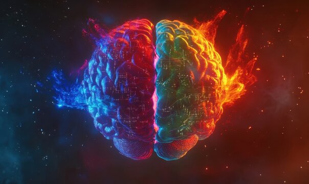 Burning and freezing brain showing duality and opposites in space