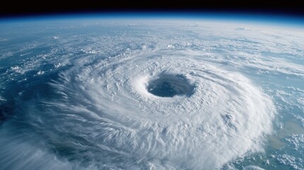 Aerial View of a Massive Hurricane Over Earth Cyclone Weather Disaster Concept.