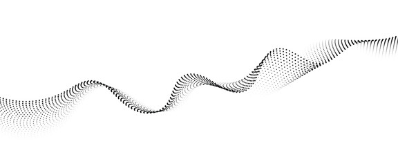 Flowing Dot Wave halftone gradient pattern on transparent background	
