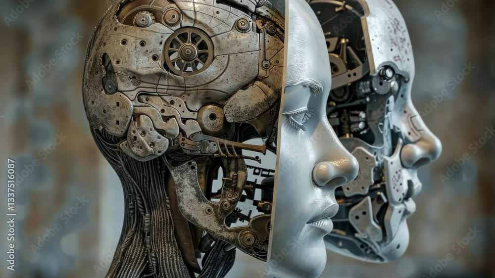 Poster exploration of human-like robots showcasing advanced technology in artificial intelligence and desig