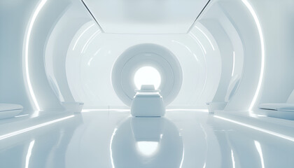 Modern Empty X-ray Room with Advanced Medical Equipment in a Bright Clinical Setting. Concept of Clinical Innovation, Healthcare Technology, Medical Diagnostics