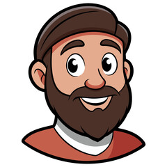 Obraz premium a cartoon portrait of a man with a beard, smiling confidently vector illustration