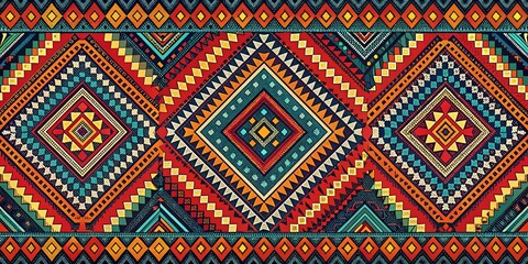 Abstract Geometric Tribal Textile Pattern Design - Left Aligned Copy Space