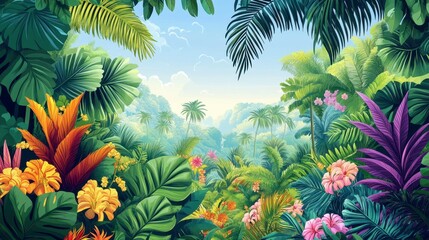 Lush Tropical Paradise Vibrant Rainforest Landscape