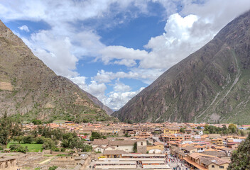 Ollantaytambo, landscape of the sacred valley of the Incas. Peru travel destination.