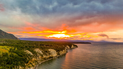 Sunset over Lago Fagnano, Fireland, Argentina