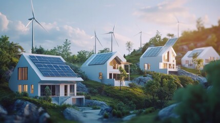 Sustainable living: A community of modern eco-homes powered by wind and solar energy