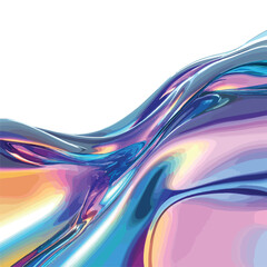 Iridescent Abstract Wavy Liquid Surface with Bright Colors