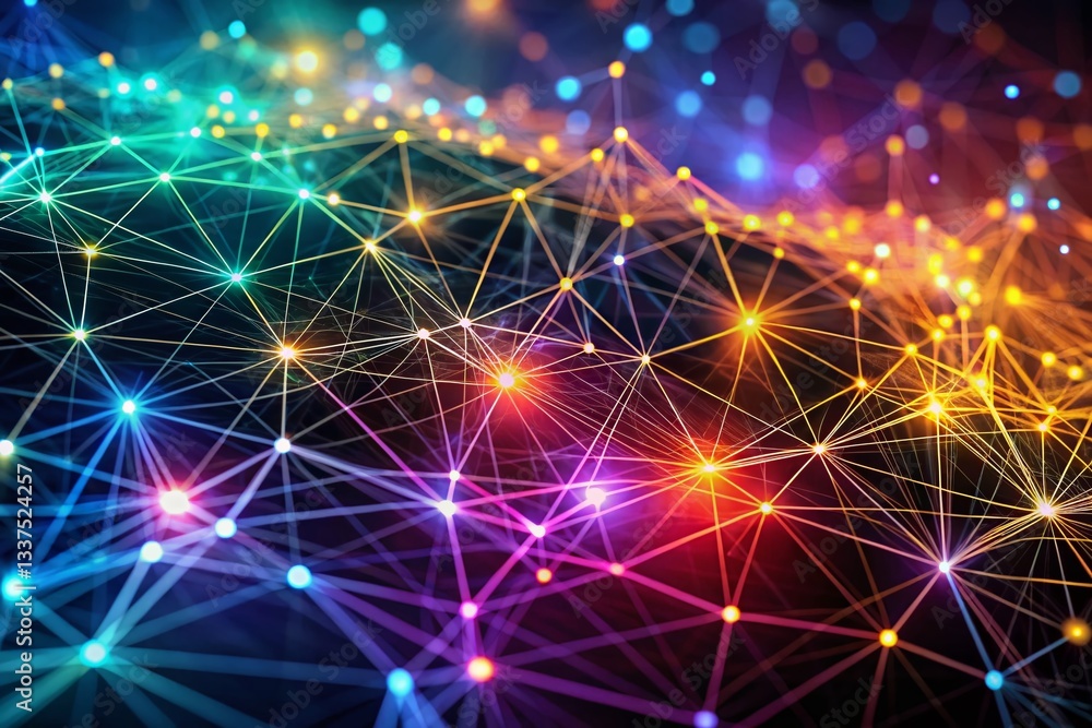 Poster abstract network connection: triangular data flow background