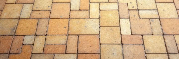 Naklejka premium Warm beige mosaic tile street pavement Abstract stone texture background , backdrop, outdoor