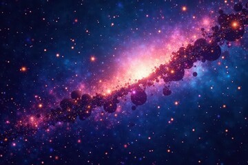 Fototapeta premium Abstract starry night, glittering celestial bodies, light, digital art, background