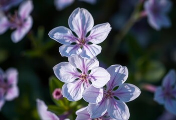 Obraz premium Delicate white and purple caspia blooms, close-up detail, pastel, floral photography