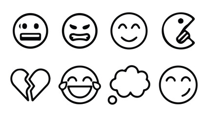 Round emoji vector icons set. Different type of  funny faces for different mood and emotions expression. Vector illustration EPS 10