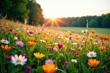 Obraz premium Vibrant wildflowers paint a dreamy Latvian meadow during the solstice , plants, meadow