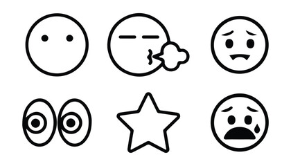 Round emoji vector icons set. Different type of  funny faces for different mood and emotions expression. Vector illustration EPS 10