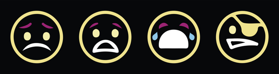 Happy and Smiley face emoji icons. Vector illustration EPS 10